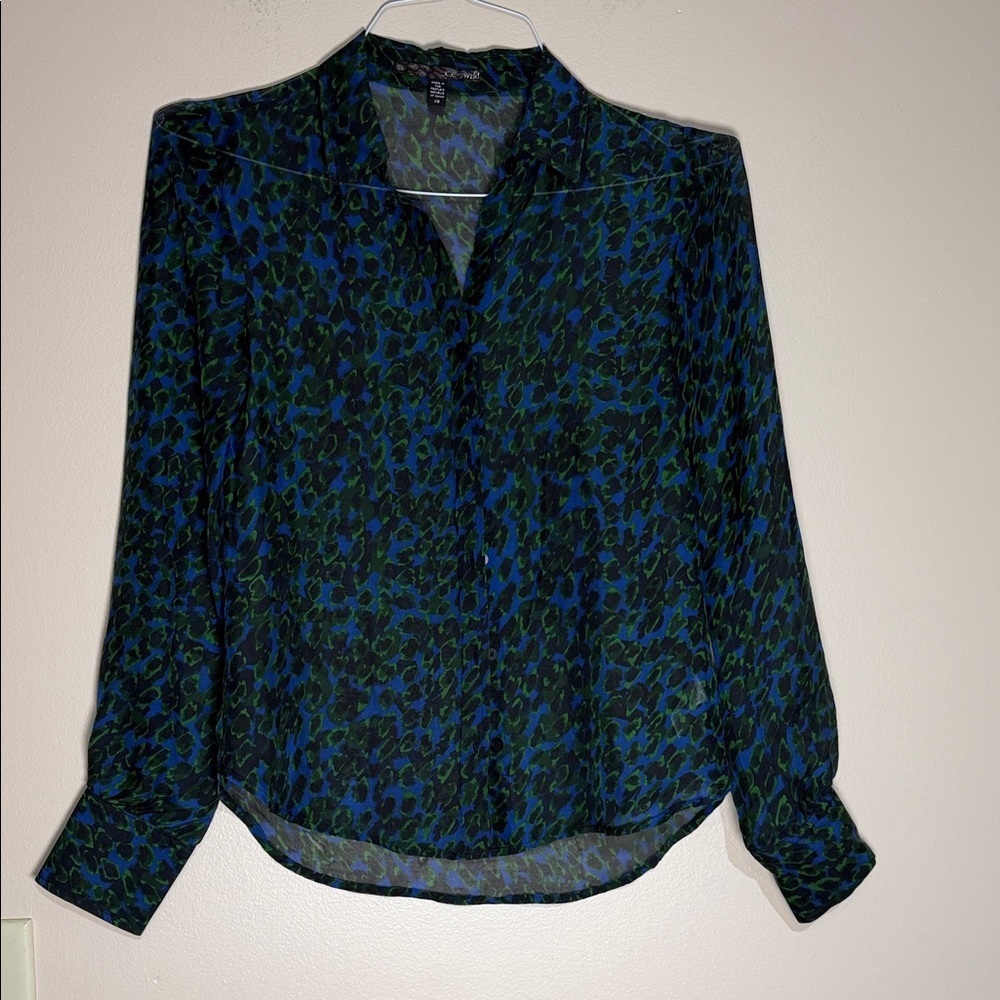 Joe's Jeans wild silk Blue & Green Printed Long Sleeve Blouse